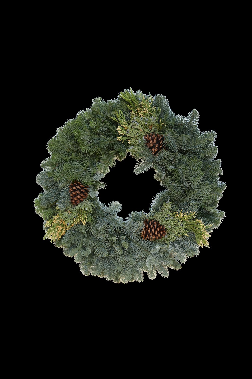 Mixed Greens Wreath with Cones